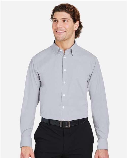 Graphite/ White Men&#39;s CrownLux Performance® Microstripe Dress Shirt - DG537