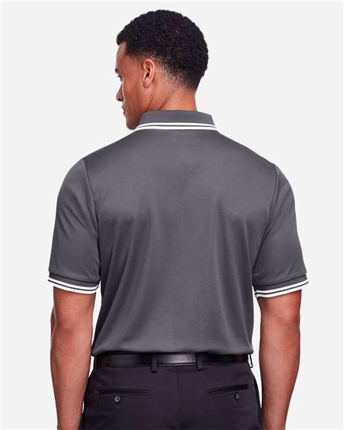 Graphite/ White Men&#39;s CrownLux Performance® Plaited Tipped Polo - DG20C
