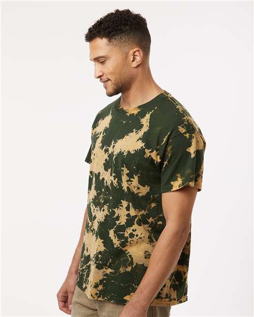Green Unisex Bleach Out Dyed T-Shirt - 1385