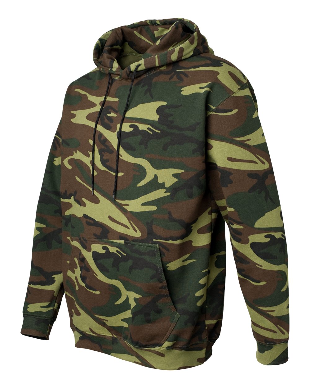 Green Woodland Camo Pullover Fleece Hoodie - 3969