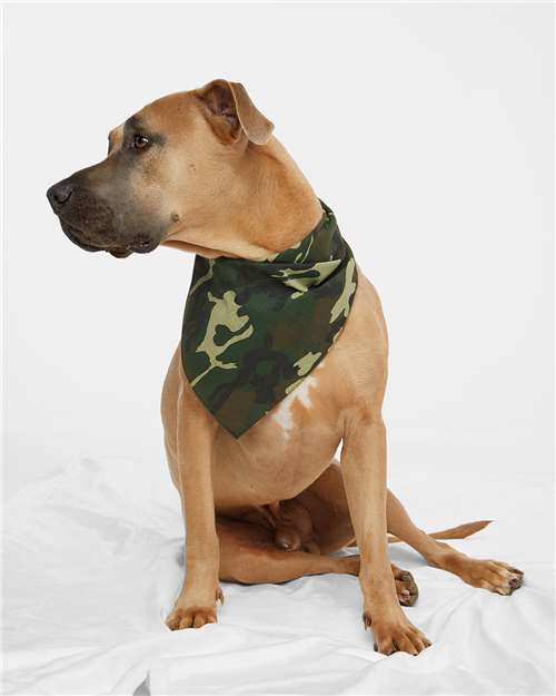 Front View of Green Woodland USA-Made Doggie Bandana - 3905
