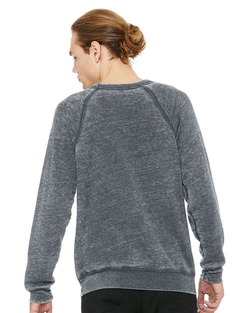Grey Acid Wash Sponge Fleece Raglan Crewneck Sweatshirt - 3901