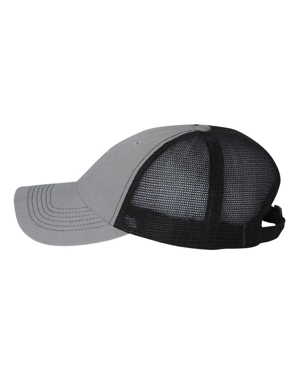Grey/ Black Contrast-Stitch Mesh-Back Cap - 3100