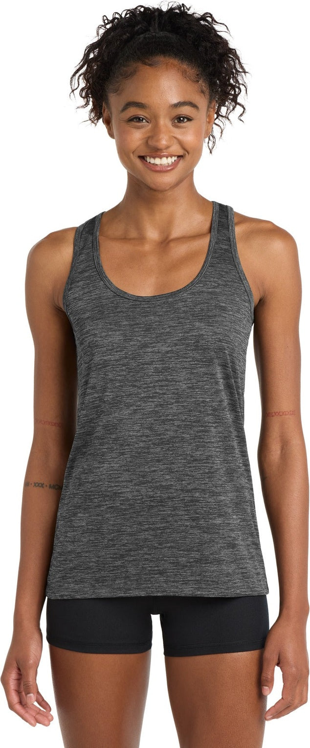 Grey-Black Ele Sport-Tek Women's PosiCharge Electric Heather Racerback Tank. LST396