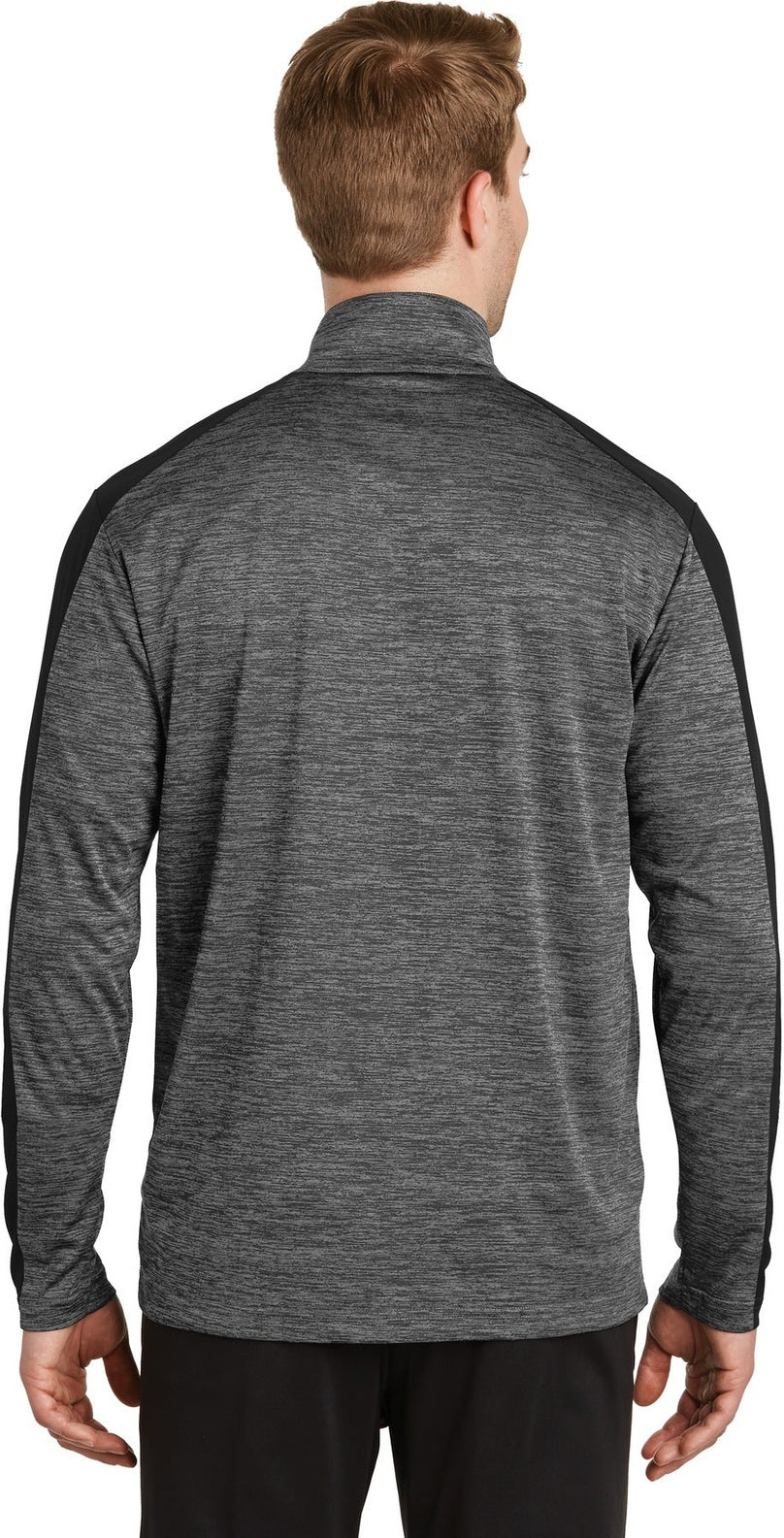 Grey-Blk E/Blk Sport-Tek PosiCharge Electric Heather Colorblock 1/4-Zip Pullover. ST397
