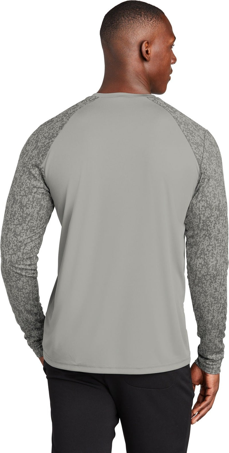 Grey Concrete Sport-Tek Long Sleeve Digi Camo Tee. ST460LS