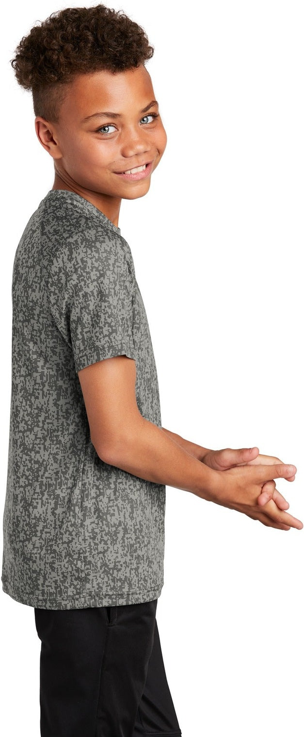 Grey Concrete Sport-Tek Youth Digi Camo Tee. YST460