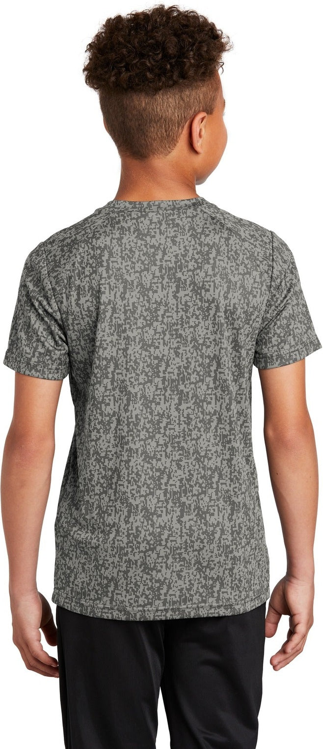 Grey Concrete Sport-Tek Youth Digi Camo Tee. YST460