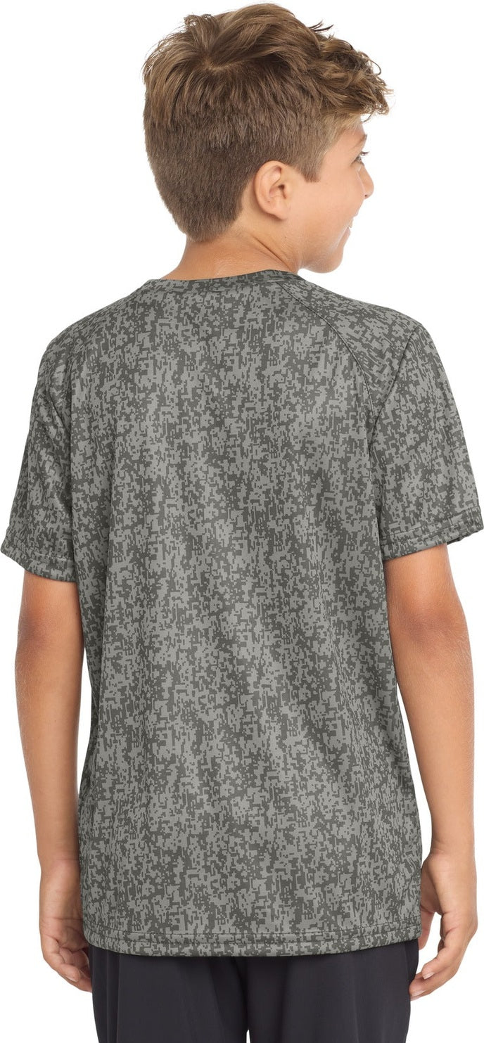 Grey Concrete Sport-Tek Youth Digi Camo Tee. YST460