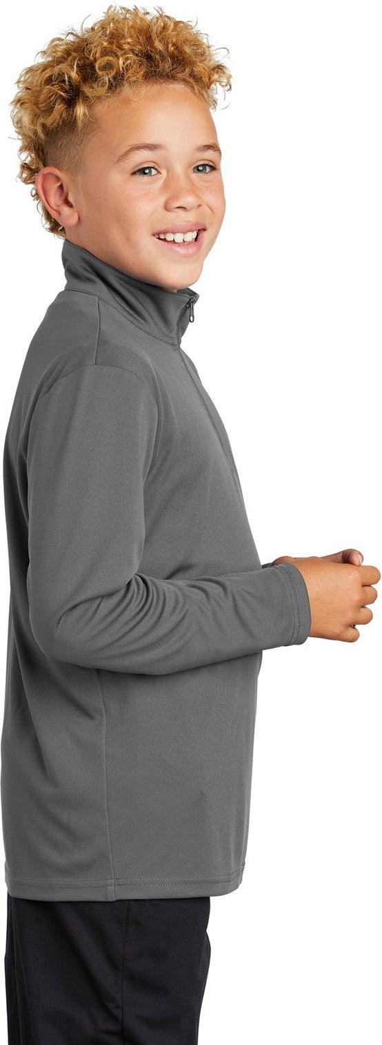 Grey Concrete Sport-Tek Youth PosiCharge Competitor 1/4-Zip Pullover. YST357
