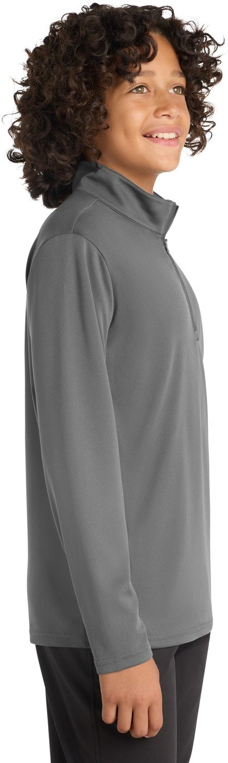 Grey Concrete Sport-Tek Youth PosiCharge Competitor 1/4-Zip Pullover. YST357