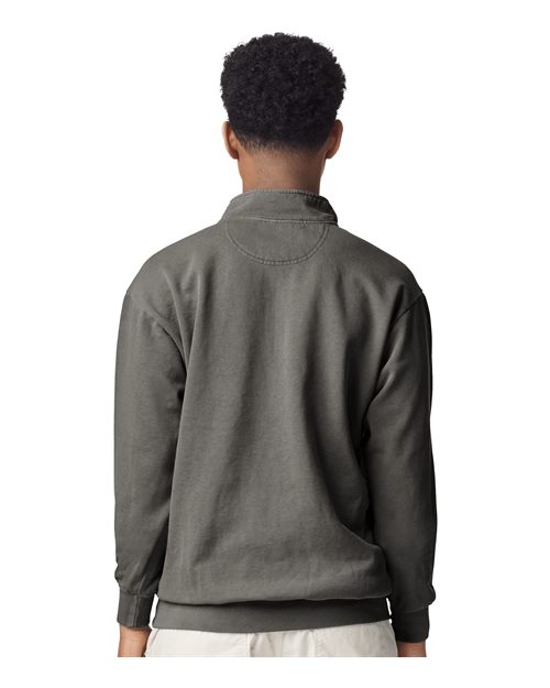 Grey Garment-Dyed Quarter Zip Sweatshirt - 1580