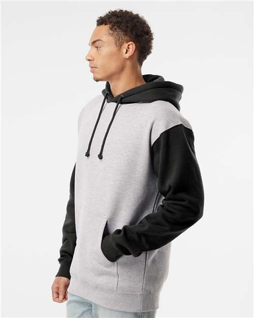 Grey Heather/ Black Heavyweight Hooded Sweatshirt - IND4000