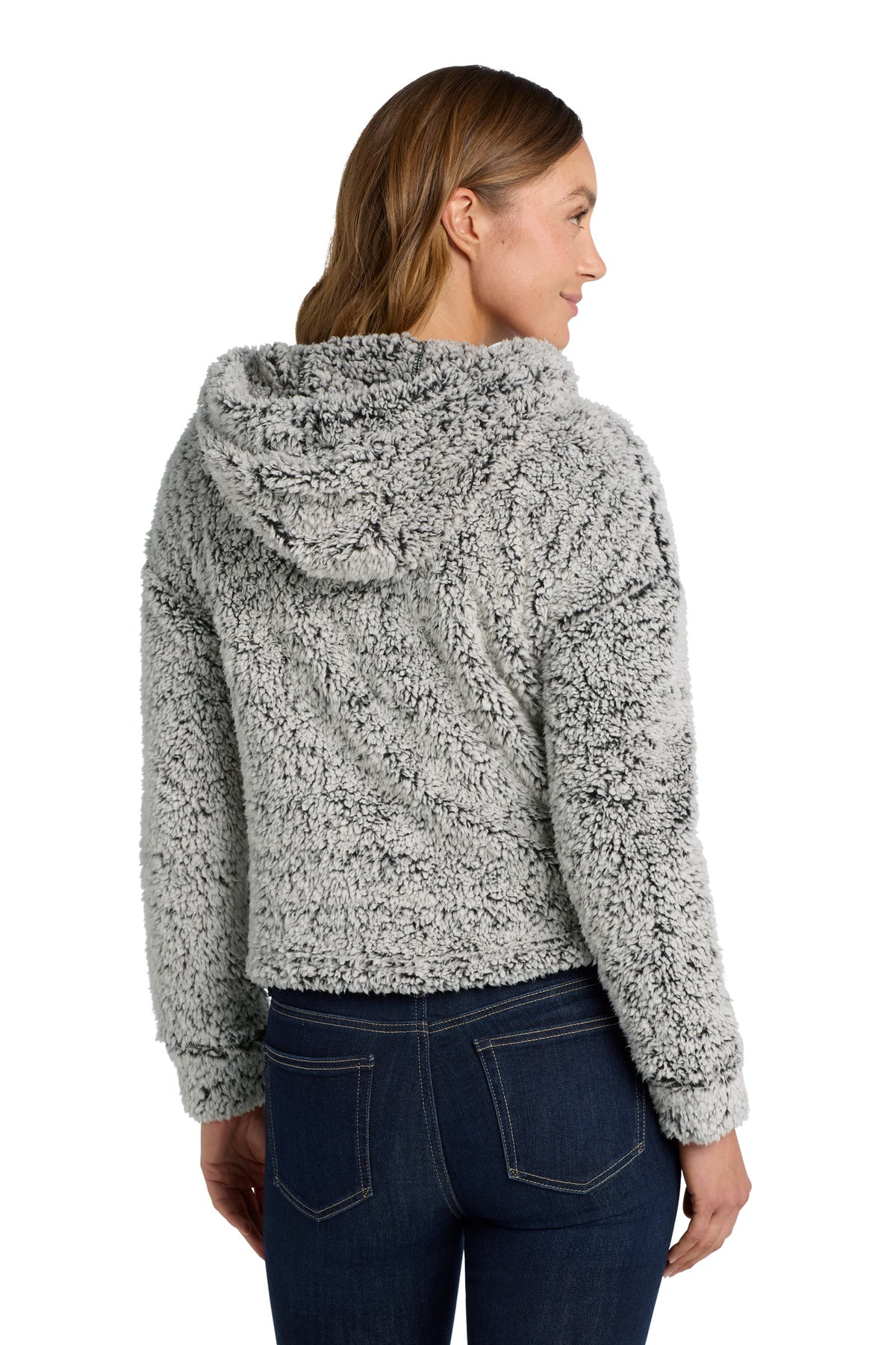 Grey Heather Port Authority Women's Cozy Fleece Hoodie. L132