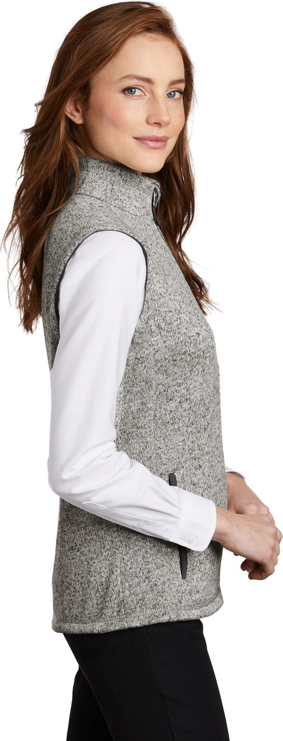 Grey Heather Port Authority Women's Sweater Fleece Vest L236