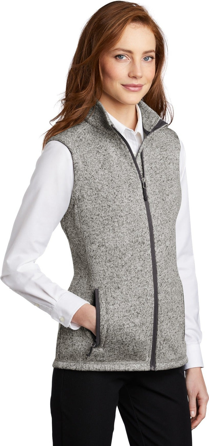Grey Heather Port Authority Women's Sweater Fleece Vest L236