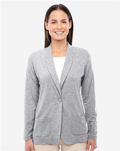 Front View of Grey Heather Women's Perfect Fit™ Shawl Collar Cardigan - DP462W