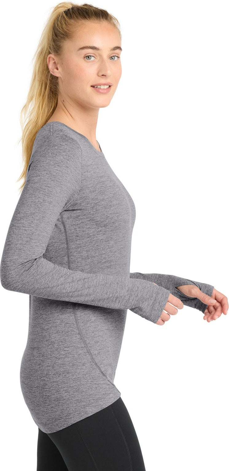 Grey Hthr Sport-Tek Women's Exchange 1.5 Long Sleeve Crew LST710