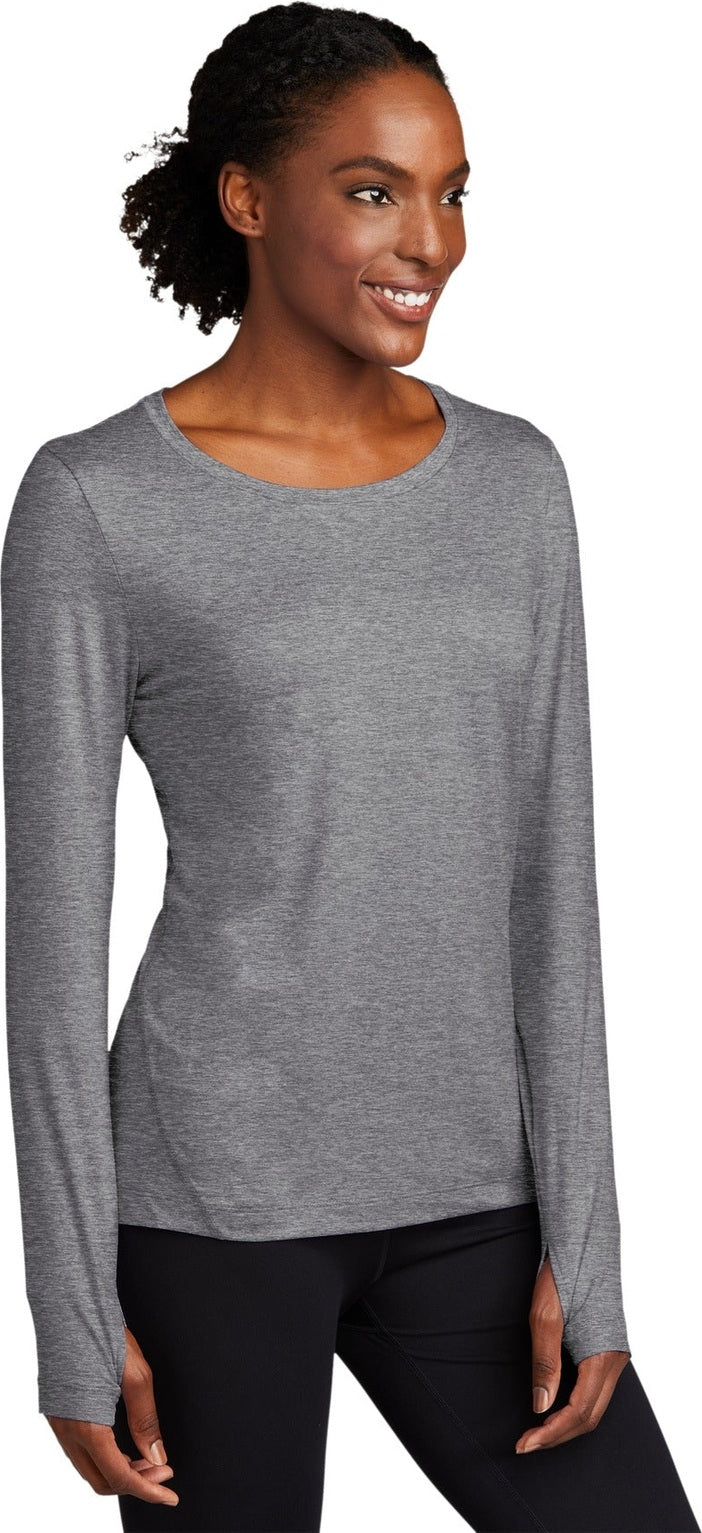 Grey Hthr Sport-Tek Women's Exchange 1.5 Long Sleeve Crew LST710