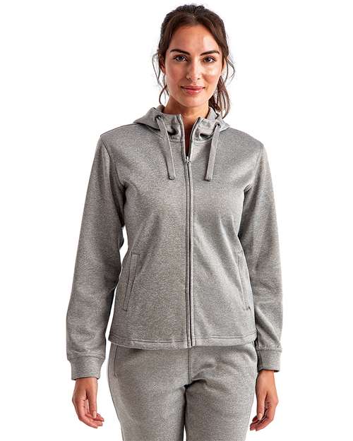 Grey Melange Womens Spun Dyed Full-Zip Hooded Sweatshirt - TD498