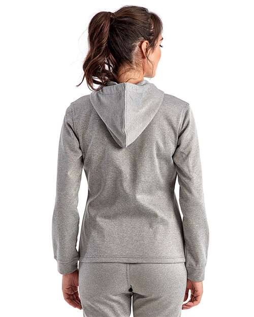 Grey Melange Womens Spun Dyed Full-Zip Hooded Sweatshirt - TD498