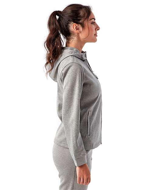 Grey Melange Womens Spun Dyed Full-Zip Hooded Sweatshirt - TD498
