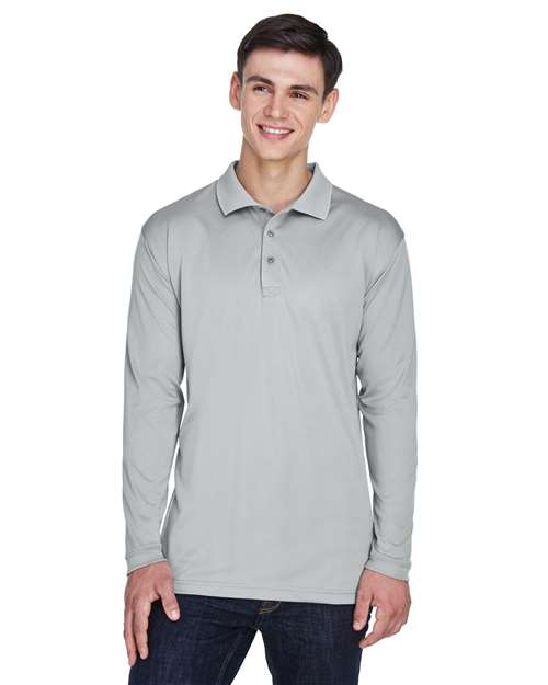 Grey Men's Cool & Dry Sport Long Sleeve Polo - 8405LS