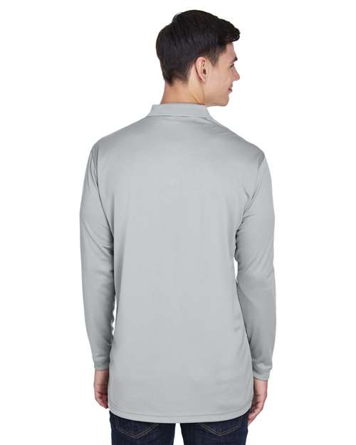 Grey Men's Cool & Dry Sport Long Sleeve Polo - 8405LS