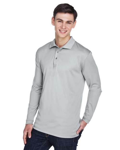 Grey Men&#39;s Cool &amp; Dry Sport Long Sleeve Polo - 8405LS