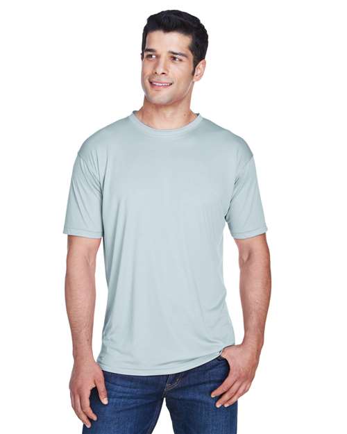 Front View of Grey Men's Cool & Dry Sport Performance Interlock T-Shirt - 8420