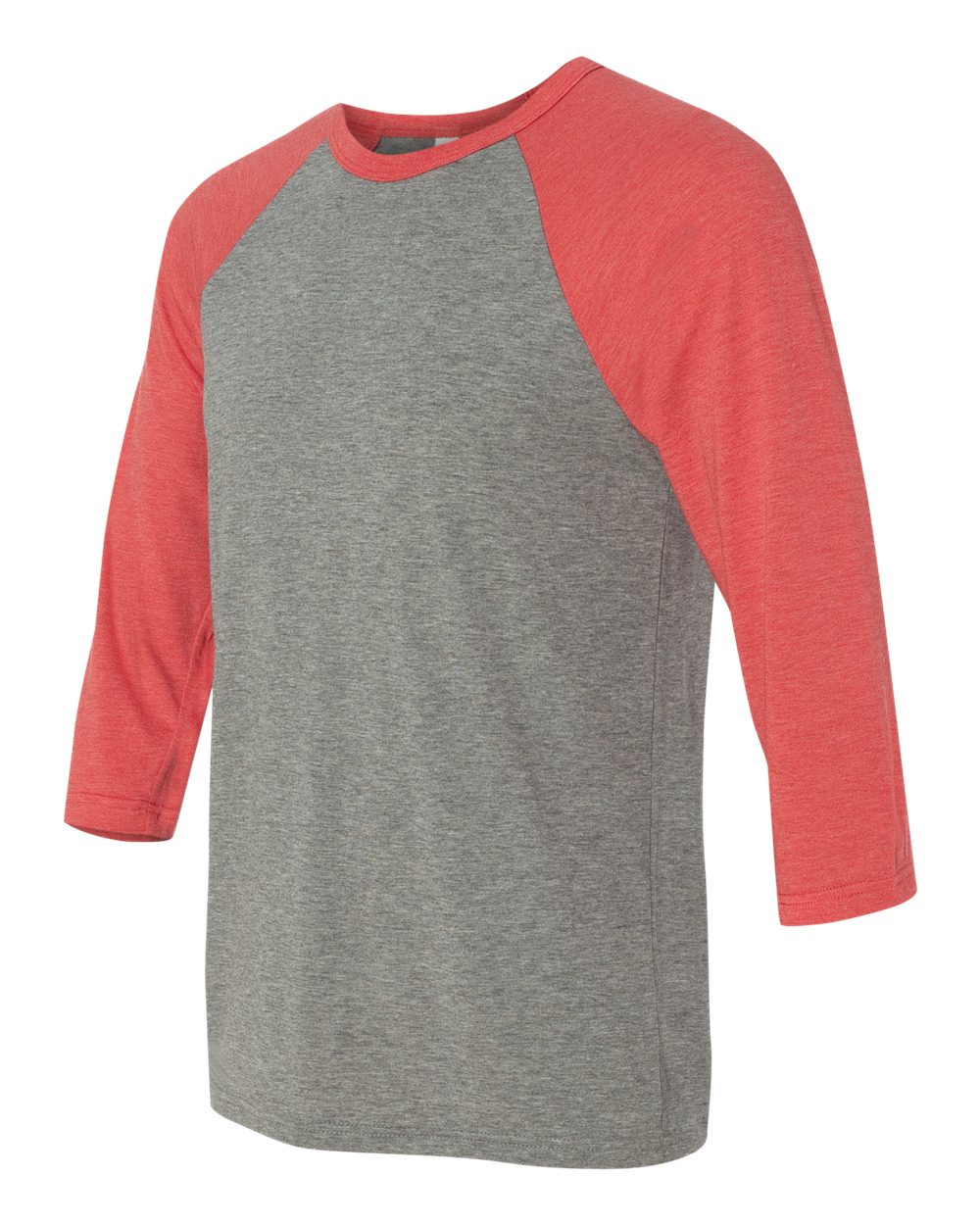 Grey/ Red Triblend Three-Quarter Sleeve Baseball Tee - 3200