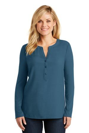 Grey Smoke Port Authority Women's Concept Henley Tunic. LK5432