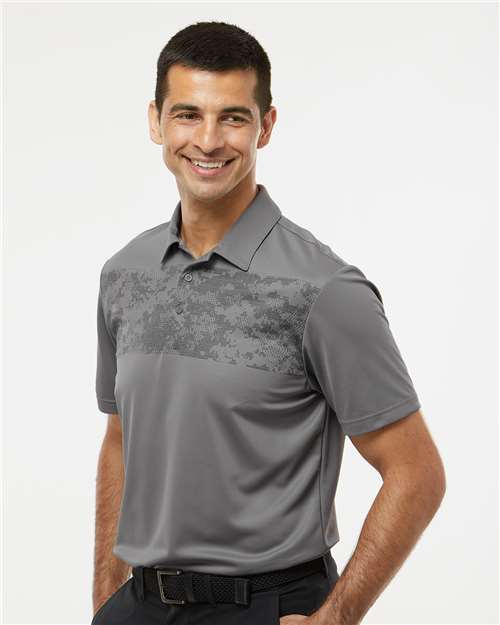 Grey Three Camo Chest Print Polo - A585