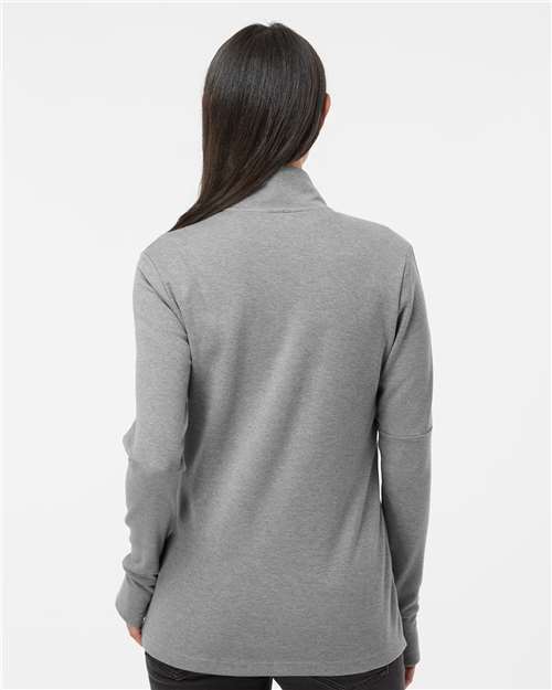 Grey Three Melange Women&#39;s 3-Stripes Quarter-Zip Sweater - A555