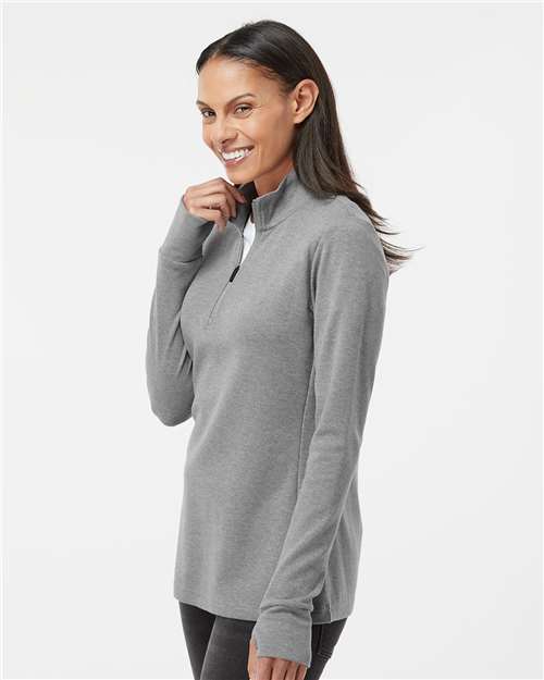 Grey Three Melange Women&#39;s 3-Stripes Quarter-Zip Sweater - A555