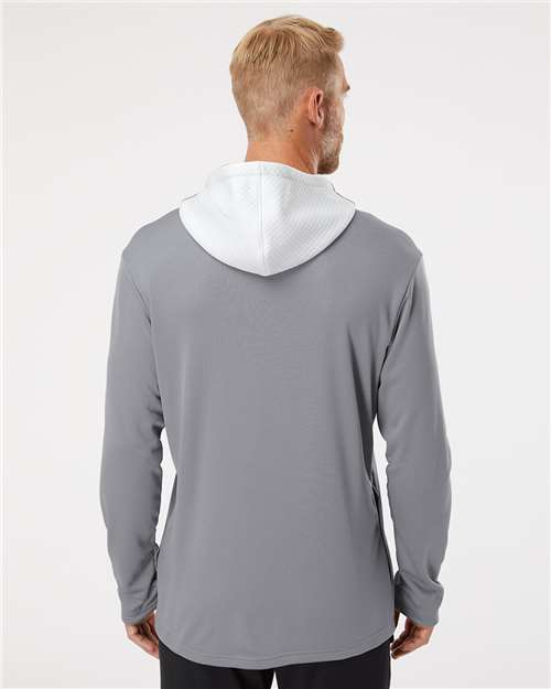 Grey Three Textured Mixed Media Hooded Sweatshirt - A530