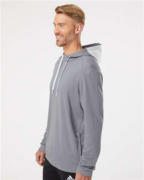 Grey Three Textured Mixed Media Hooded Sweatshirt - A530