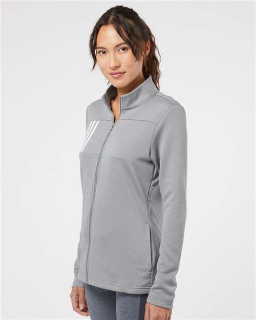 Grey Three/ White Women&#39;s 3-Stripes Double Knit Full-Zip - A483