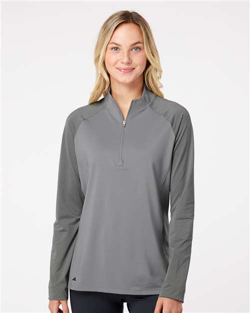 Grey Three Women&#39;s Stripe Block Quarter-Zip Pullover - A521