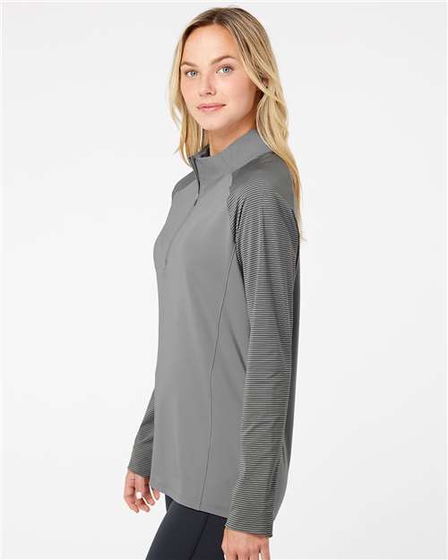 Grey Three Women&#39;s Stripe Block Quarter-Zip Pullover - A521