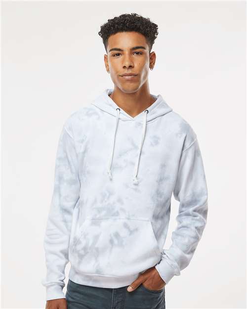 Grey Tie Dye Tie-Dyed Fleece Hooded Sweatshirt - 8861