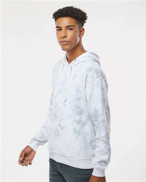Grey Tie Dye Tie-Dyed Fleece Hooded Sweatshirt - 8861