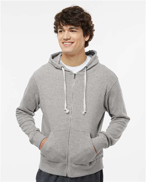 Grey Triblend Triblend Full-Zip Hooded Sweatshirt - 8872