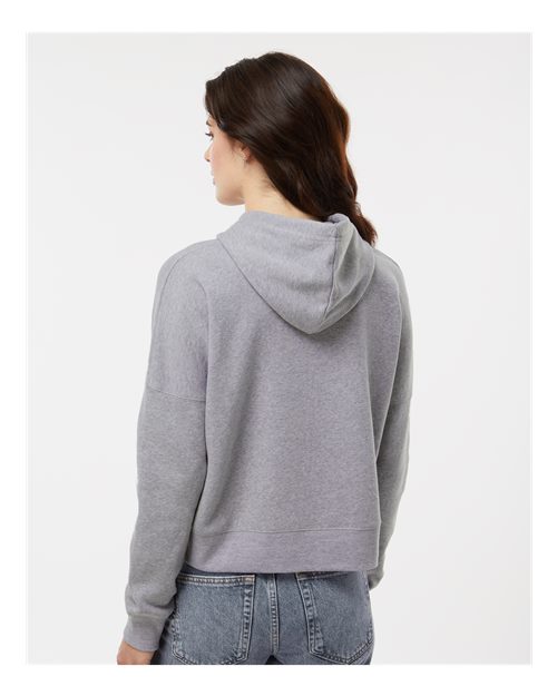 Grey Triblend Women&#39;s Crop Hooded Sweatshirt - 8853
