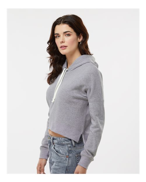 Grey Triblend Women&#39;s Crop Hooded Sweatshirt - 8853