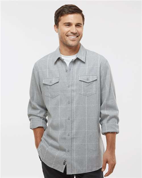 Grey/ White Yarn-Dyed Flannel Shirt - 8210