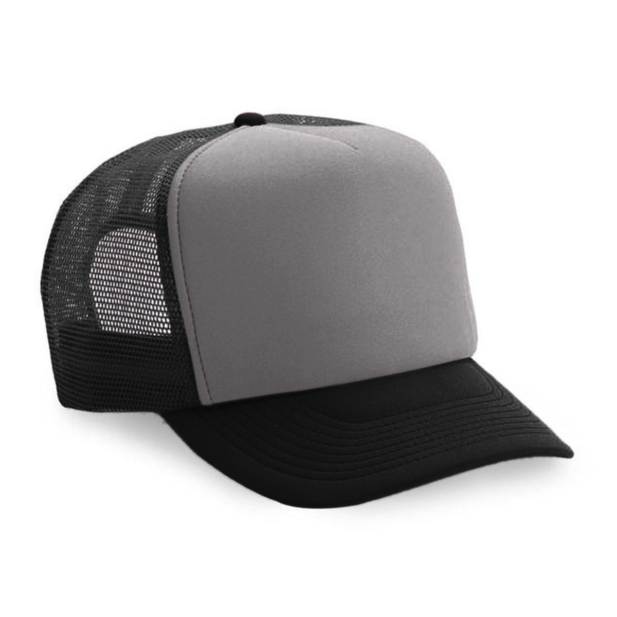 Grey/Black 5 Panel Trucker Cap, Foam/Mesh  grouped
