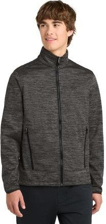 Grey/Black Ele Sport-Tek PosiCharge Electric Heather Soft Shell Jacket. JST30