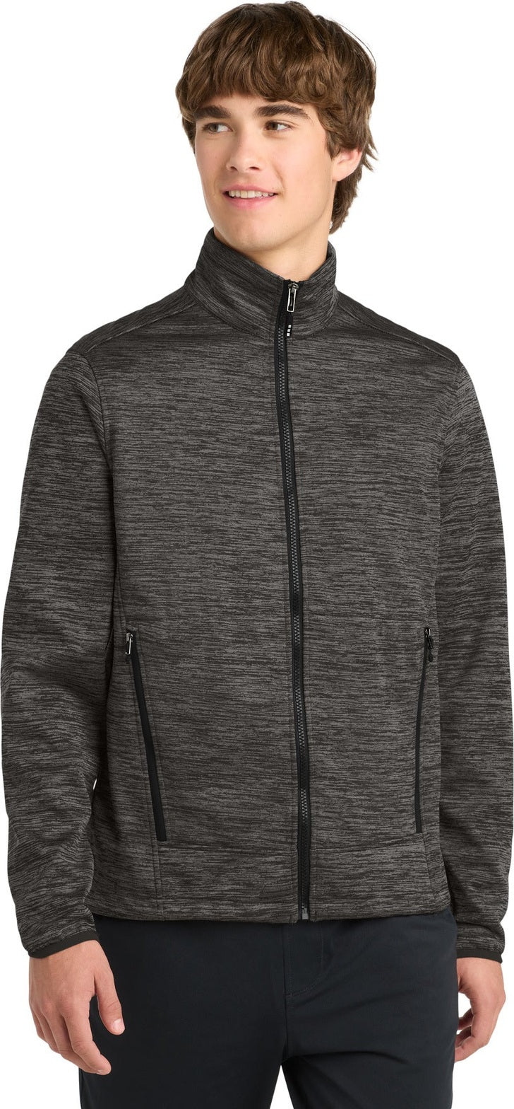 Grey/Black Ele Sport-Tek PosiCharge Electric Heather Soft Shell Jacket. JST30