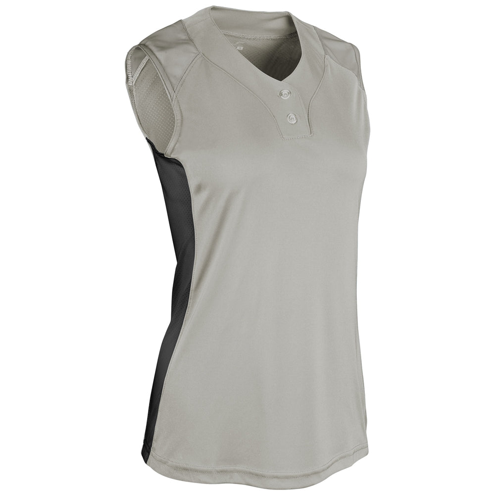 GREY,BLACK Infinite 2-Button Sleeveless Jersey